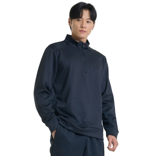Under Armour Mens Fleece 1/4-Zip - Black i gruppen Golfkl�der / Golfkl�der Herr / Tr�jor hos Tee Two Green AB (1373358-001)