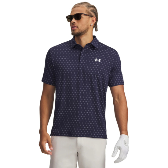 Under Armour Playoff 3.0 Printed Polo - Midnight Navy i gruppen Golfkl�der / Golfkl�der Herr / Pik�tr�jor hos Tee Two Green AB (1378677-427)