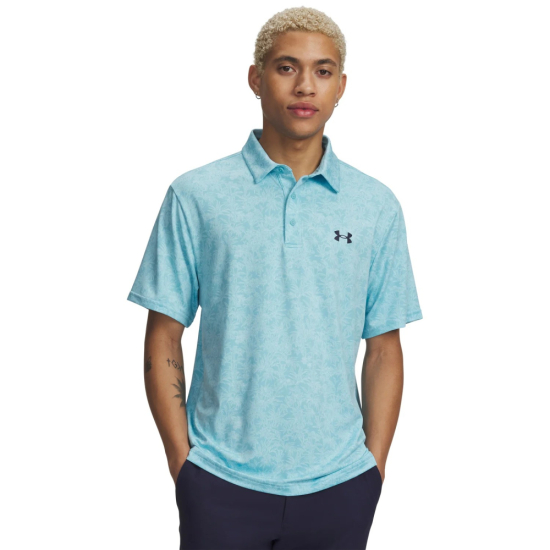 Under Armour Playoff 3.0 Printed Polo - Blue Haze i gruppen Golfkl�der / Golfkl�der Herr / Pik�tr�jor hos Tee Two Green AB (1378677-428)