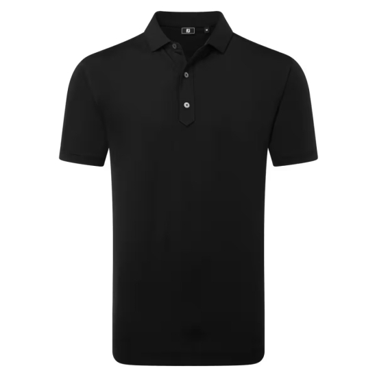 Footjoy Mens Lisle Solid Polo - Black i gruppen Golfkl�der / Golfkl�der Herr / Pik�tr�jor hos Tee Two Green AB (39343)