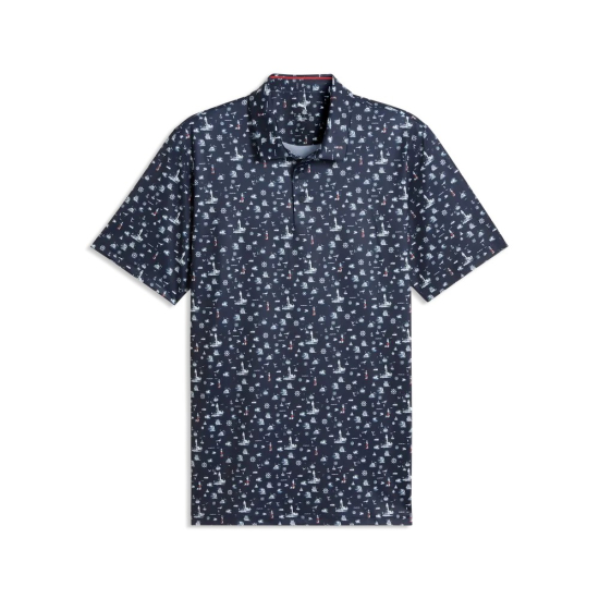 Puma Mens MATTR Lighthouse Polo - Deep Navy/Royal Sapphire/Candy Apple i gruppen Golfkl�der / Golfkl�der Herr / Pik�tr�jor hos Tee Two Green AB (634860-02)
