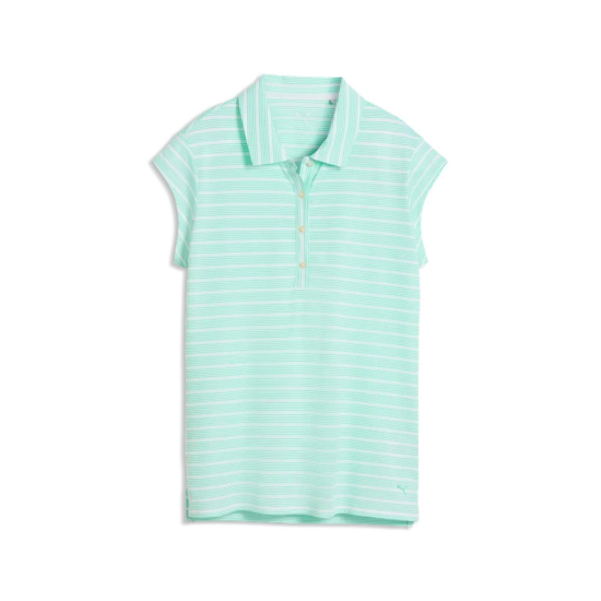 Puma Womens Pique YD Stripe Cap Sleeve - White/Mint i gruppen Golfkl�der / Golfkl�der Dam / Pik�tr�jor hos Tee Two Green AB (635431-02)