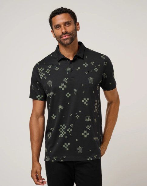 Travis Mathew Mens Beverage Cart Polo - Black i gruppen Golfkl�der / Golfkl�der Herr / Pik�tr�jor hos Tee Two Green AB (A46179-0BLK)