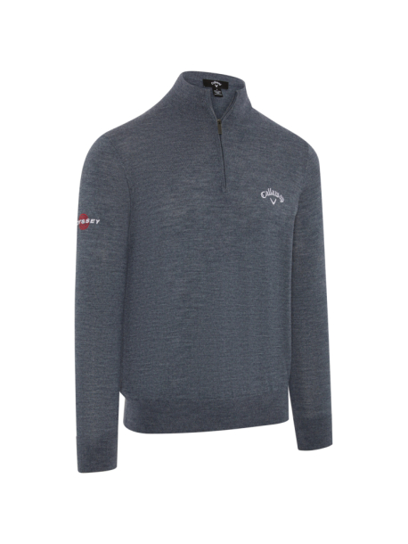 Callaway Mens Blended Merino 1/4-Zip Sweater - Steel Heather i gruppen Golfkl�der / Golfkl�der Herr / Tr�jor hos Tee Two Green AB (CGGF80M1-038)