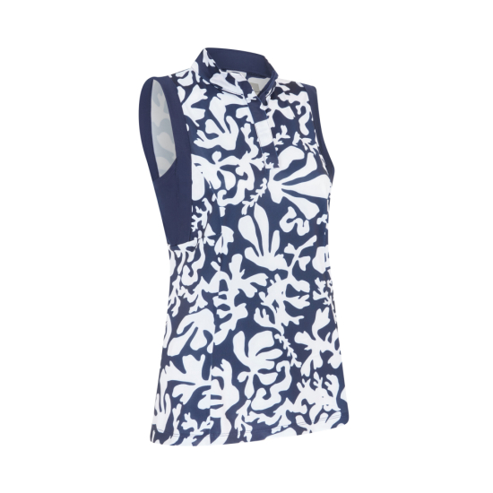 Callaway Womens Abstract Floral SL Polo - Peacoat i gruppen Golfklder / Golfklder Dam / Piktrjor hos Tee Two Green AB (CGKSF040-410)