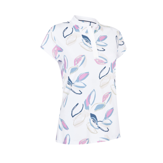 Callaway Womens Linear Petals Cap SL Polo - Brilliant White i gruppen Golfklder / Golfklder Dam / Piktrjor hos Tee Two Green AB (CGKSF080-123)