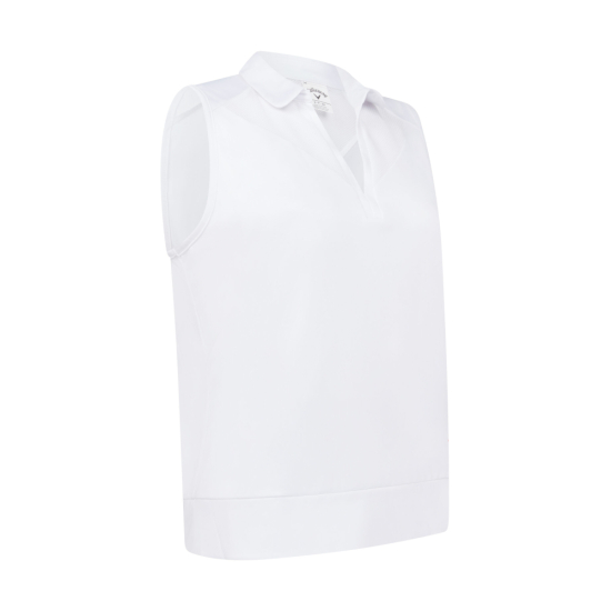 Callaway Womens Waist Length Mesh Detail SL Polo - Brilliant White i gruppen Golfklder / Golfklder Dam / Piktrjor hos Tee Two Green AB (CGKSF130-123)