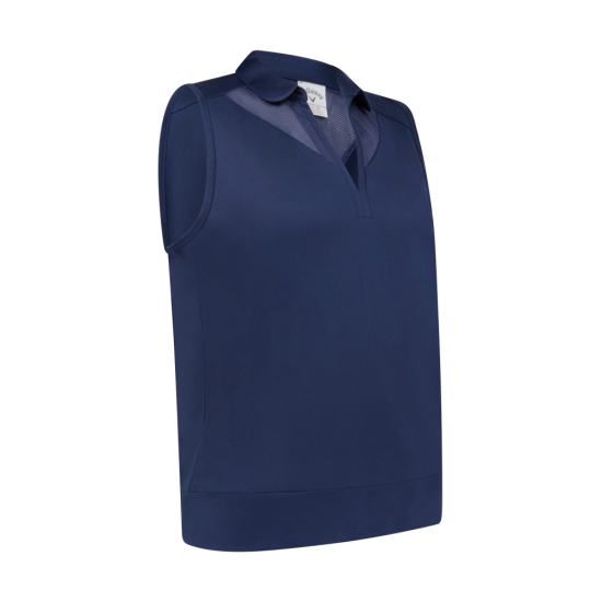 Callaway Womens Waist Length Mesh Detail SL Polo - Peacoat i gruppen Golfklder / Golfklder Dam / Piktrjor hos Tee Two Green AB (CGKSF130-410)