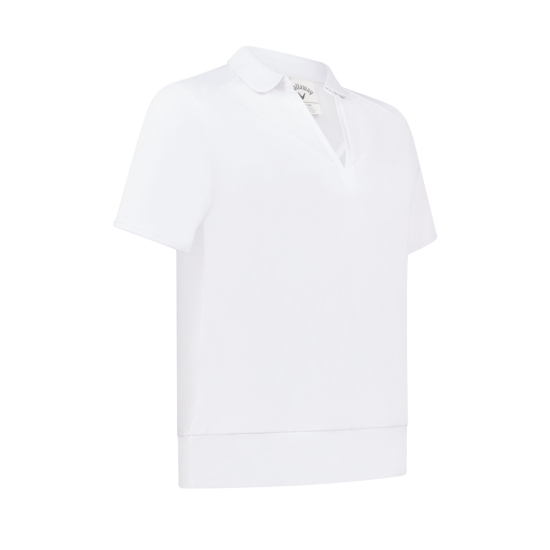 Callaway Womens Waist Length Mesh Detail Polo - Brilliant White i gruppen Golfklder / Golfklder Dam / Piktrjor hos Tee Two Green AB (CGKSF131-123)