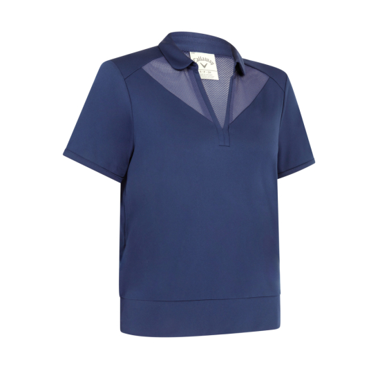 Callaway Womens Waist Length Mesh Detail Polo - Peacoat i gruppen Golfklder / Golfklder Dam / Piktrjor hos Tee Two Green AB (CGKSF131-410)