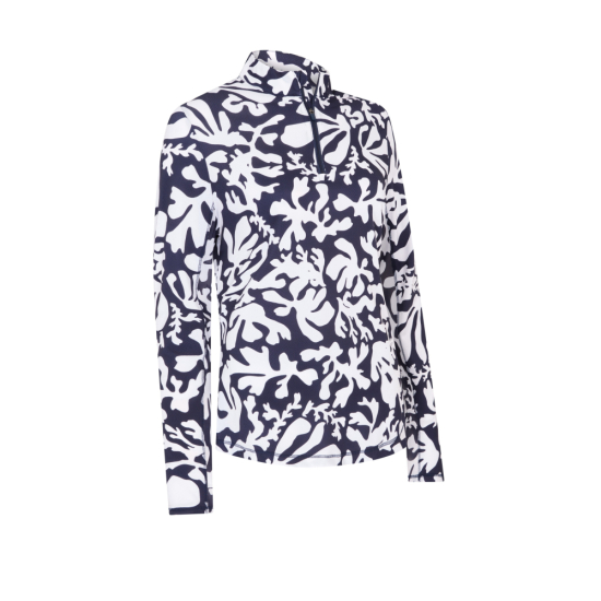 Callaway Womens Abstract Floral Sun Protection Top - Peacoat i gruppen Golfklder / Golfklder Dam / Trjor hos Tee Two Green AB (CGKSF400-410)