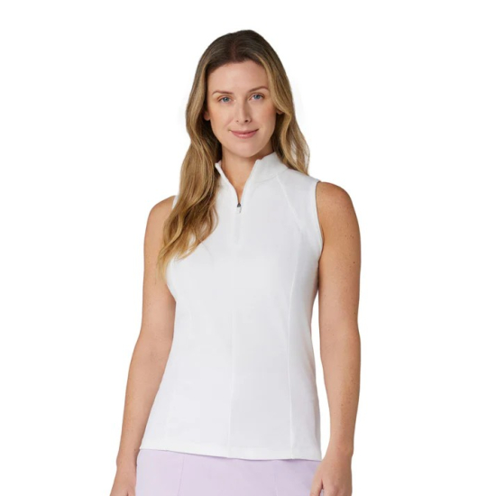 Callaway Womens Sleeveless Rib Play Polo - Brilliant White i gruppen Golfkl�der / Golfkl�der Dam / Pik�tr�jor hos Tee Two Green AB (CGKSG0C3-123)