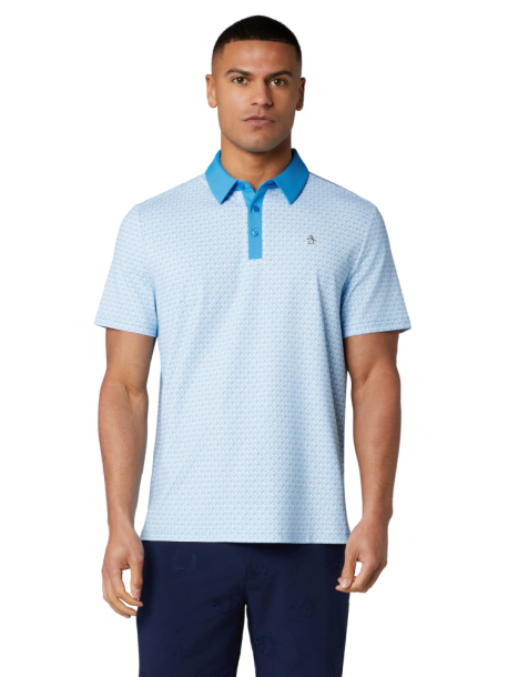 Original Penguin Mens Pete´s Tee Time Polo Shirt - Malibu Blue i gruppen Golfkläder / Golfkläder Herr / Pikétröjor hos Tee Two Green AB (OGKSF045-454)