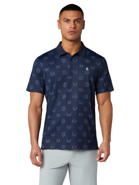 Original Penguin Mens Victory Crest Jaquard Polo - Black Iris i gruppen Golfkl�der / Golfkl�der Herr / Pik�tr�jor hos Tee Two Green AB (OGKSG044-417)