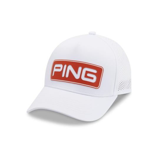 Ping Tour Vented Delta Cap - White/Tango i gruppen Golfkl�der / Kepsar hos Tee Two Green AB (P03642-110)