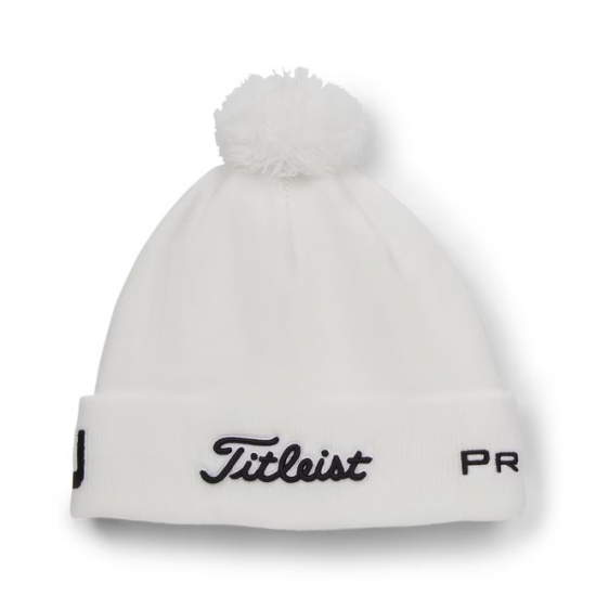 Titleist Tour Pom Pom Beanie - White/Black i gruppen Golfkl�der / Kepsar hos Tee Two Green AB (TH22WTP-10)