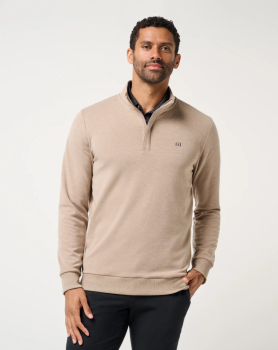 Travis Mathew Mens Cloud Quarter Zip 2.0 - Heather Portabella Brown