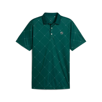 Puma Mens Pure 2.0 Argyle Polo -   Dark Myrtle/White