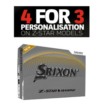 Srixon 2025 Z-Star Diamond - White med personligt tryck (4 dussin)