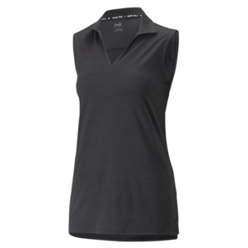 Puma Womens Cloudspun Coast Sleeveless Polo - Black Heather