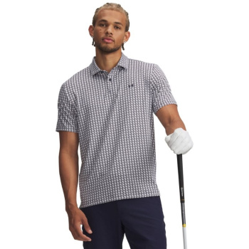 Under Armour Mens T2G Printed Polo - Midnight Navy/White