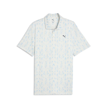 Puma Mens Cloudspun Argyle Bloom Polo - Warm White/Light Blue