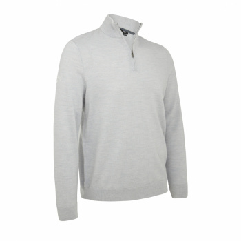 Callaway Mens Ribbed Merino 1/4 Zip Sweater - Pearl Blue Heather