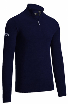 Callaway Mens Ribbed Merino 1/4 Zip Sweater - Dark Navy