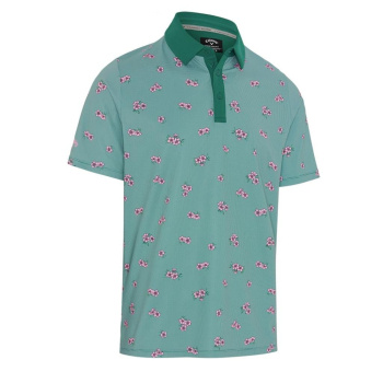 Callaway Mens Azalea Gingham Polo Shirt - Galapaogos Green