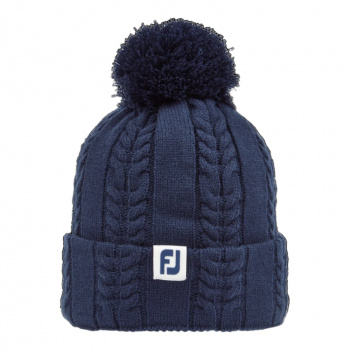 Footjoy Womens Cable Knit Bobble Hat - Navy