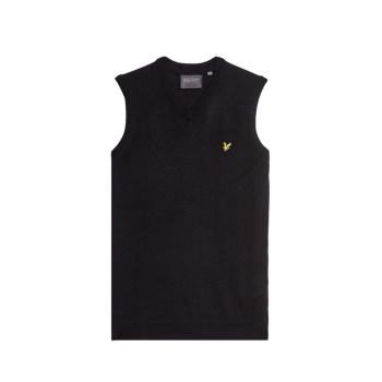 Lyle & Scott Mens Merino Blend Knitted V-Neck Vest - Jet Black