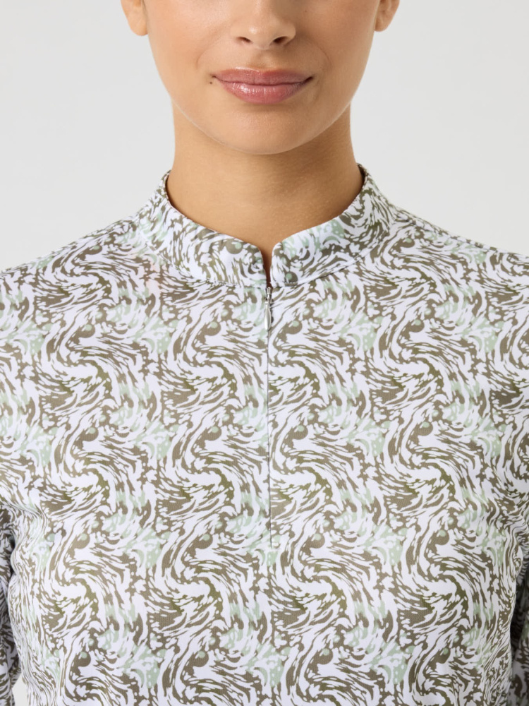 Daily Sports Dull Printed LS Half Neck - Abstract Swirl