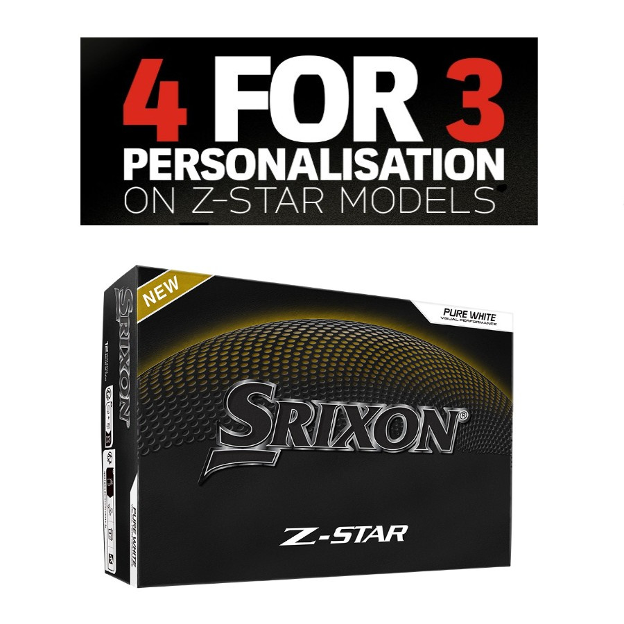 Srixon 2025 Z-Star - White med personligt tryck (4 dussin)