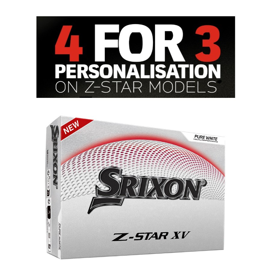 Srixon 2025 Z-Star XV - White med personligt tryck (4 dussin)