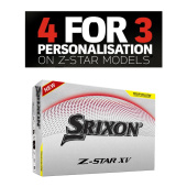Srixon 2025 Z-Star XV - Tour Yellow med personligt tryck (4 dussin) Srixon 2025 Z-Star XV - Tour Yellow med personligt tryck (4 dussin)