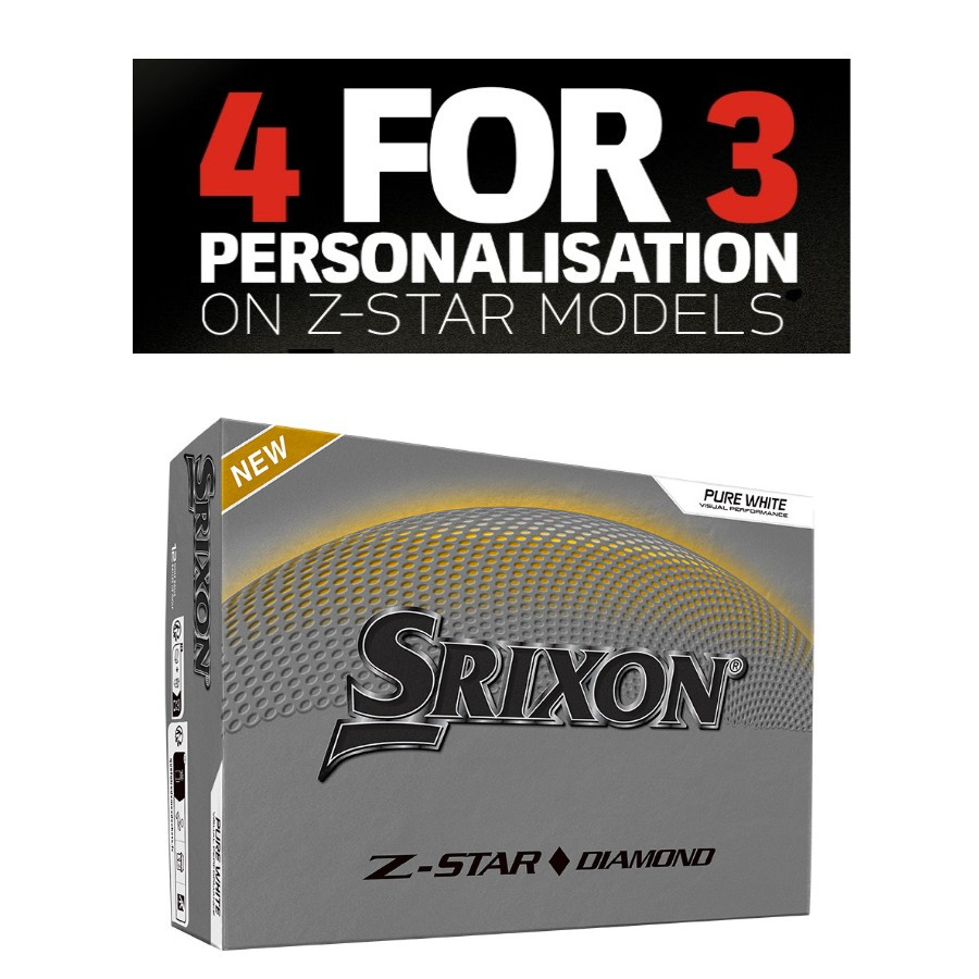 Srixon 2025 Z-Star Diamond - White med personligt tryck (4 dussin)