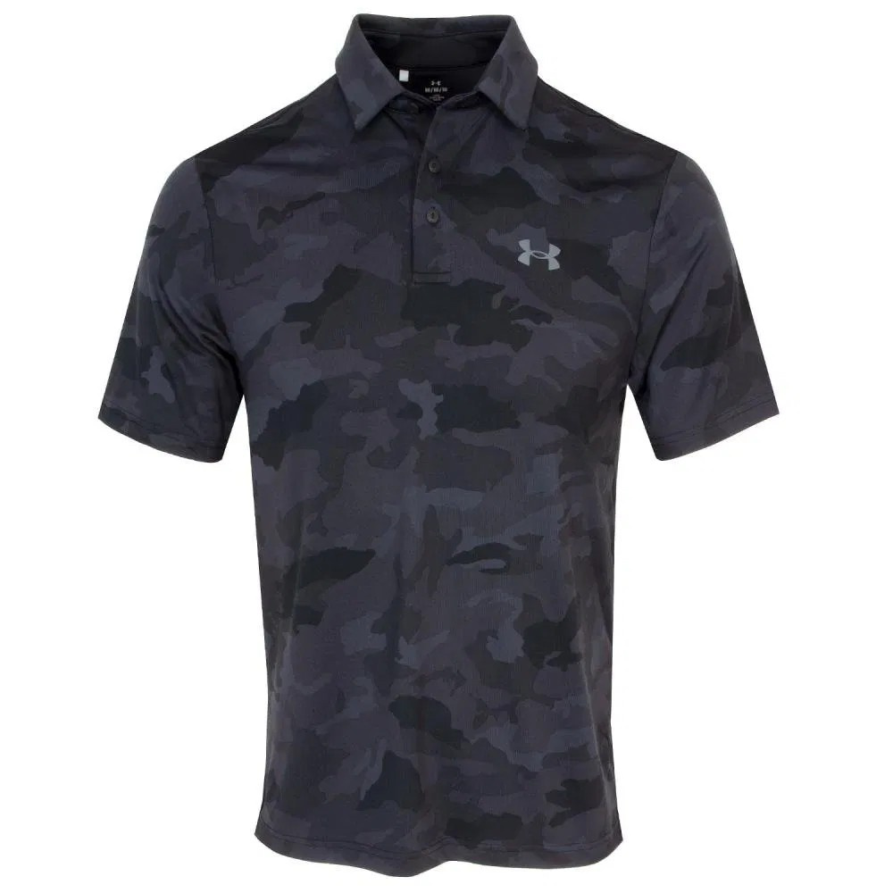 Under Armour Mens Playoff 3.0 Printed Polo - Black/Castlerock