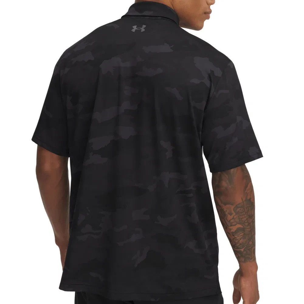 Under Armour Mens Playoff 3.0 Printed Polo - Black/Castlerock