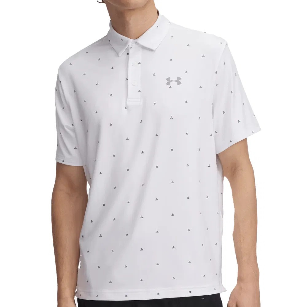 Under Armour Mens Playoff 3.0 Printed Polo - White/Steel