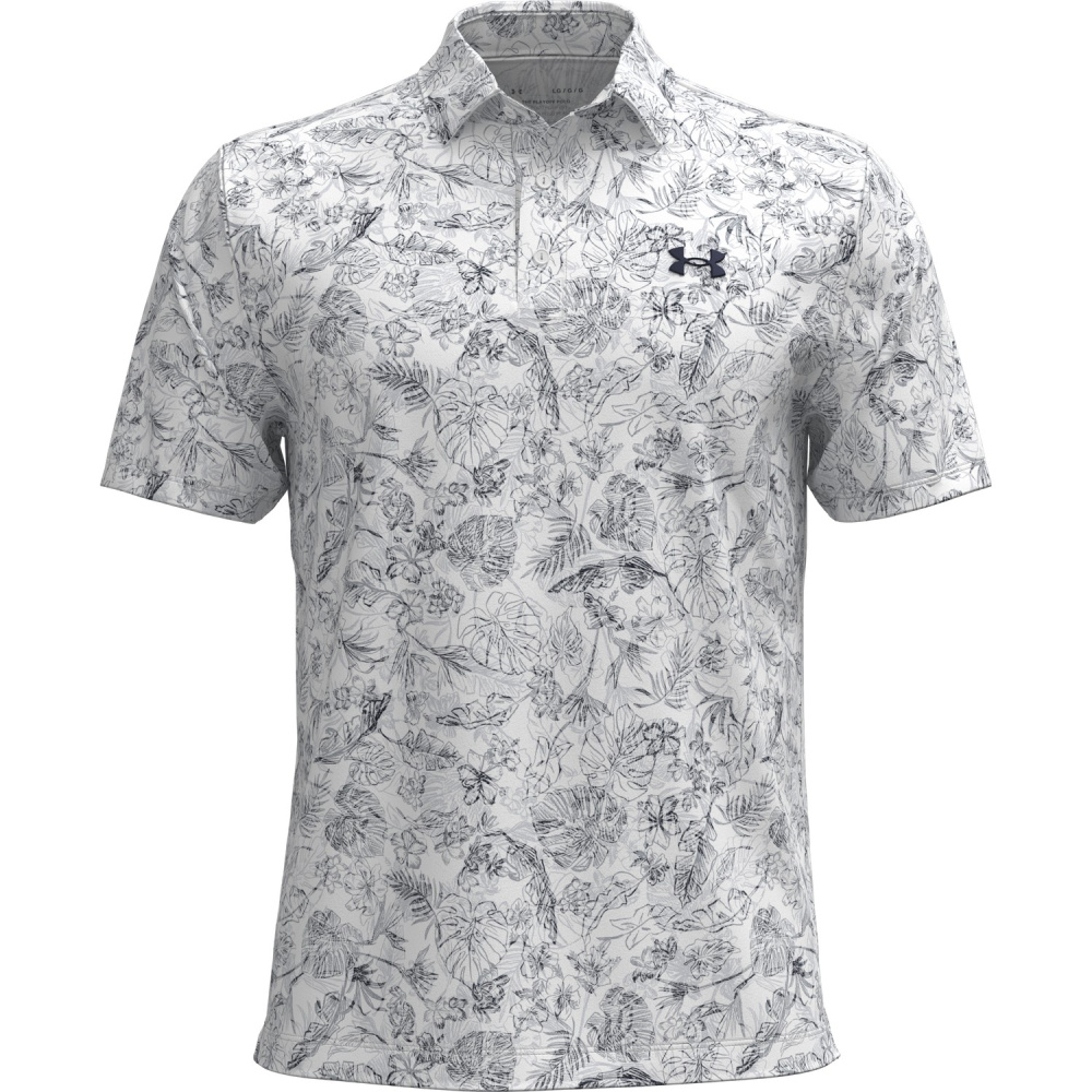 Under Armour Mens Playoff 3.0 Printed Polo - White/Midnight Navy