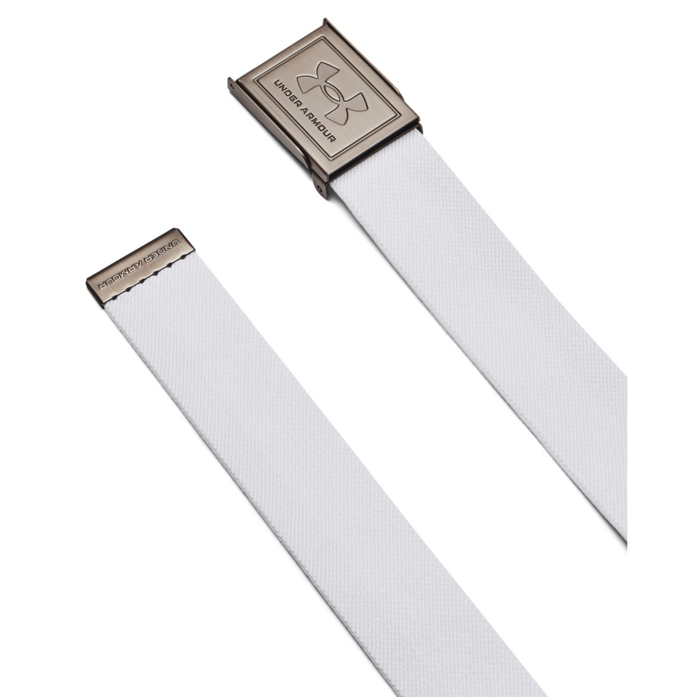 Under Armour Mens Stretch Webbing Golf Belt - White/Halo Gray/Silver