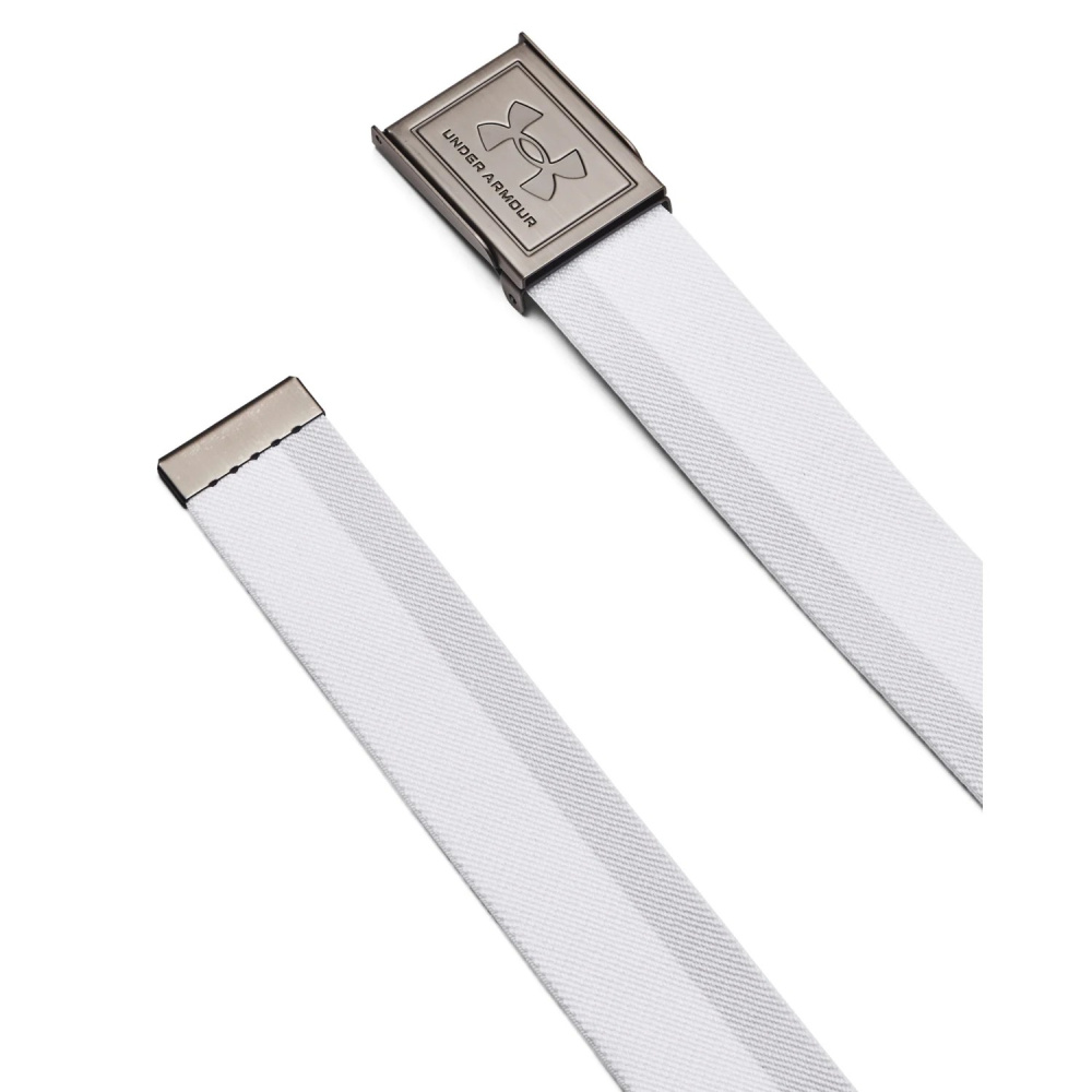 Under Armour Mens Stretch Webbing Golf Belt - White/Halo Gray/Silver