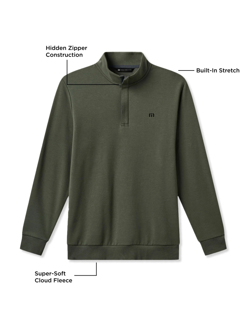 Travis Mathew Mens Cloud Quarter Zip 2.0 - Dark Olive