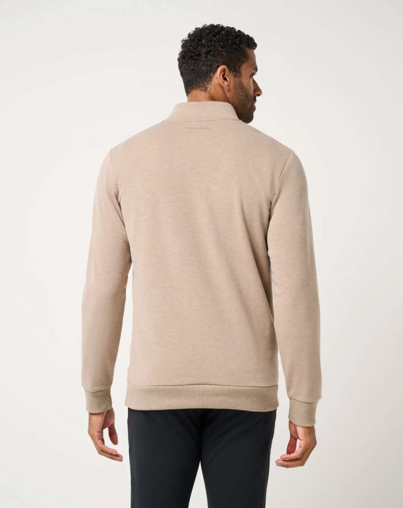 Travis Mathew Mens Cloud Quarter Zip 2.0 - Heather Portabella Brown