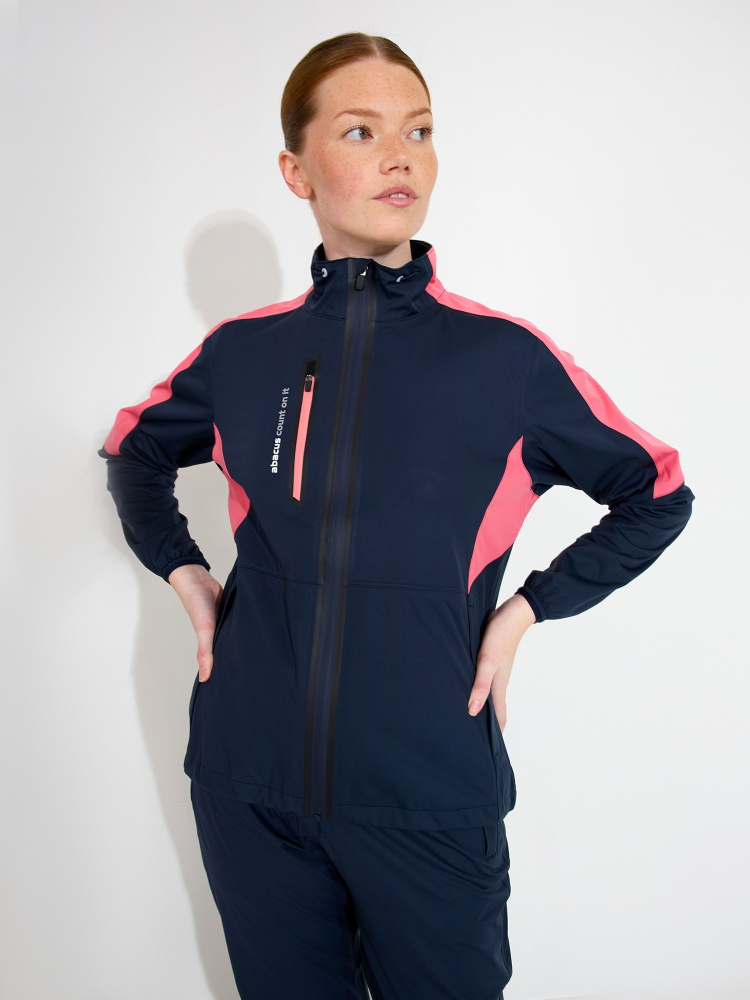 Abacus Lds Bounce Rain Jacket - Navy/Lipstick