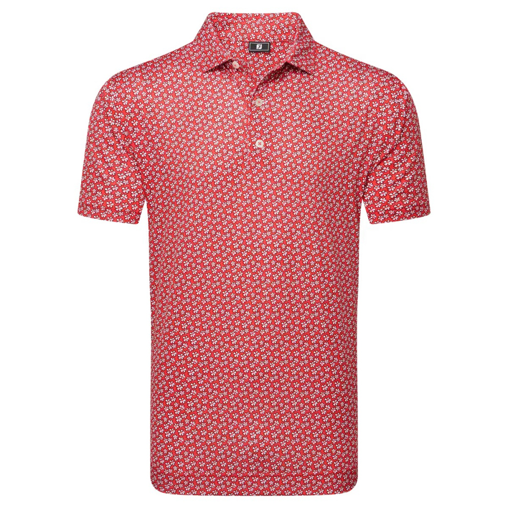 Footjoy Mens Floral Sketch Print Lisle - White/Hibiscus