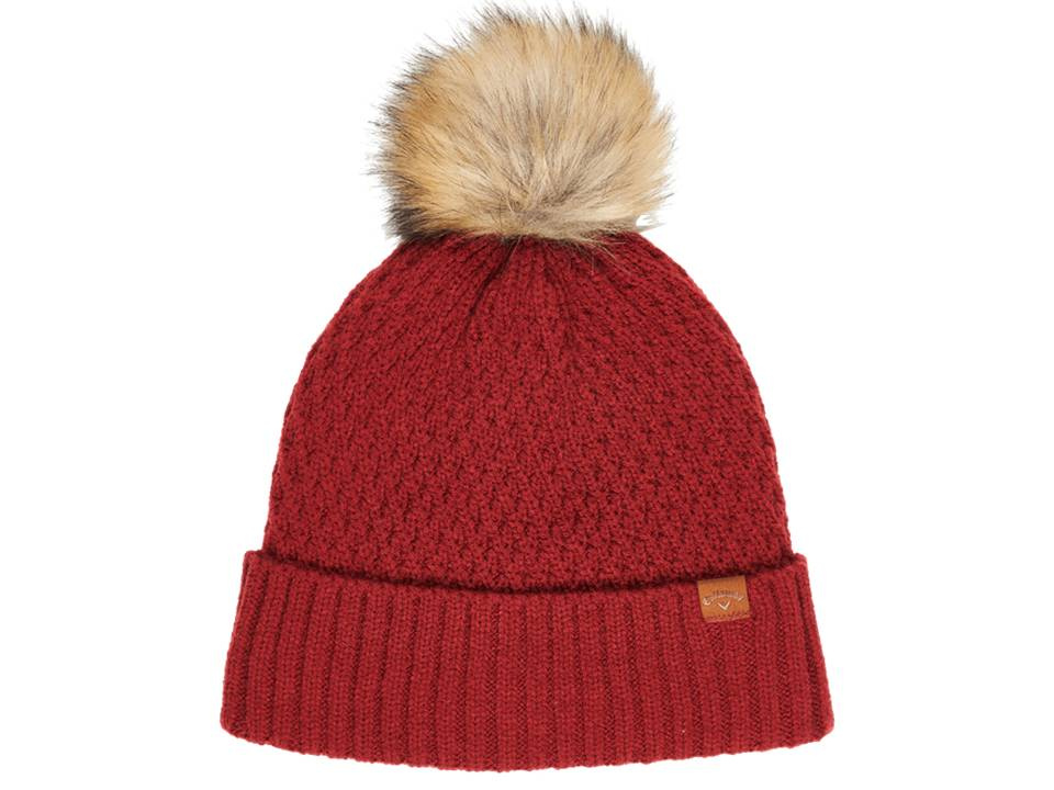 Callaway Womens Pom Pom Beanie - Dark Red