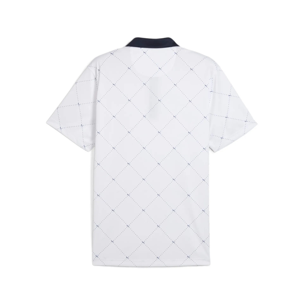 Puma Mens Pure 2.0 Argyle Polo - White/Deep Navy
