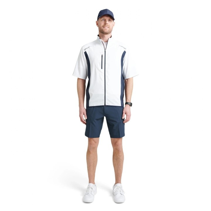 Abacus Mens Lanark Stretch Wind Shirt - White/Navy