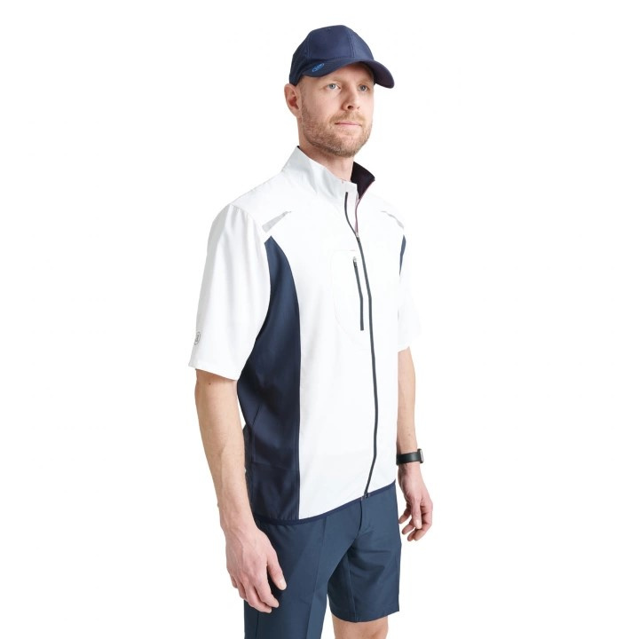 Abacus Mens Lanark Stretch Wind Shirt - White/Navy